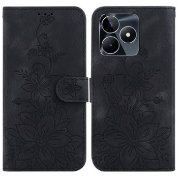 Чохол-книжка з тисненням Lily та магнітною застібкою на Realme C53/C51 / Narzo N53 5G - чорний