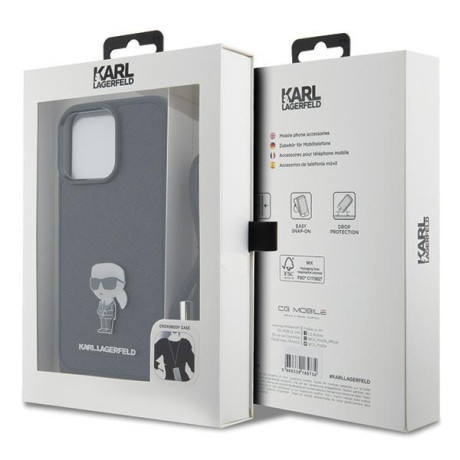 Оригинальный чехол Karl Lagerfeld Crossbody Saffiano Monogram Metal Pin на iPhone 15 Pro Max - Black