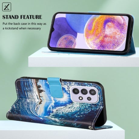 Чехол-книжка Pattern Plain Weave для Samsung Galaxy A23 4G&amp;5G / F23 - Waves And Sun