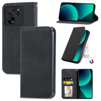 Чохол-книжка Retro Skin Feel Magnetic Flip Leather для Xiaomi 13T / 13T Pro - чорний