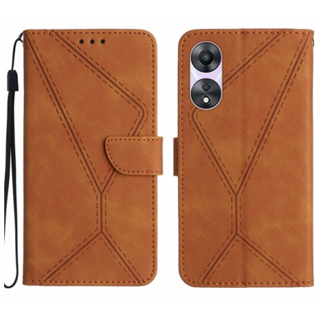 Чохол-книжка Stitching Embossed Leather для OPPO A18/A38 4G - коричневий