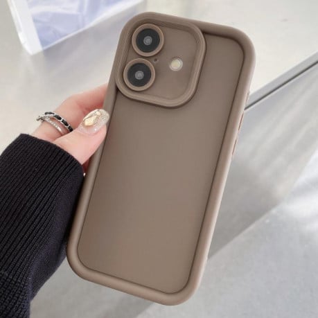 Чехол силиконовый Shockproof Frame Frosted Precise Hole на iPhone 17 - кофейный