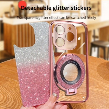 Противоударный чехол Plated Gradient Glitter Round Holder для Infinix Smart 8 / Smart 8 HD - фиолетовый