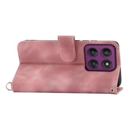 Чехол-книжка Skin-feel Flowers Embossed для Motorola Edge 60 Pro - розовый