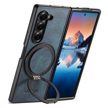 Чохол Suteni G3 Oil Wax 360 Rotation Holder MagSafe на Samsung Galaxy Fold8 Ultra 5G — синій
