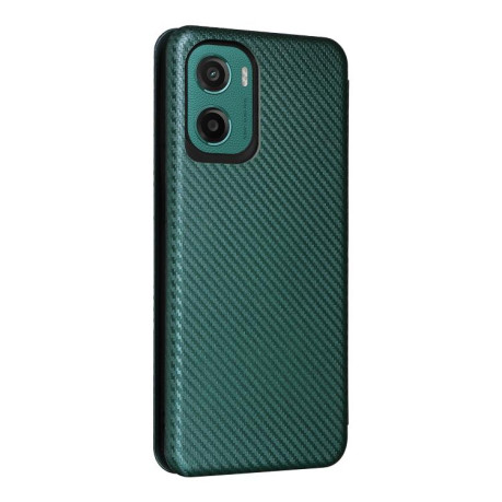 Чехол-книжка Carbon Fiber Texture на Motorola Moto G05 / E15 - зеленый
