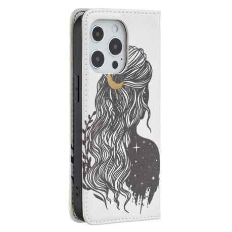 Чехол-книжка Colored Drawing Pattern Invisible для iPhone 13 Pro Max - Girl