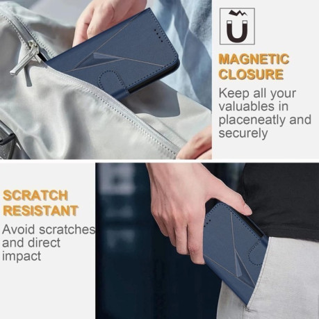 Чехол-книжка Triangle Pattern Buckle Clasp Leather на Infinix Note 40 4G - синий