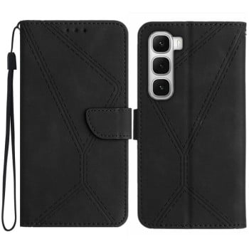 Чехол-книжка Stitching Embossed с магнитным хлястиком на Infinix Hot 60 Pro+ 4G - черный