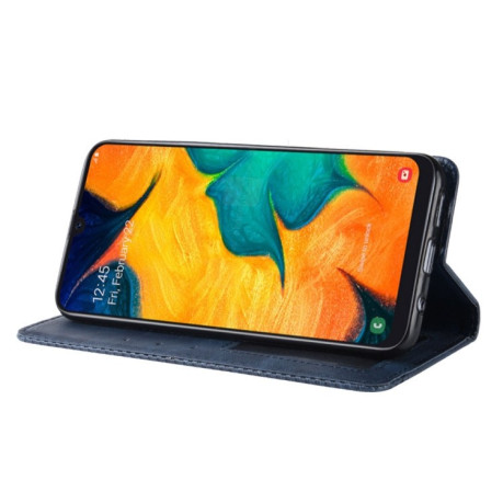 Кожаный чехол- книжка Magnetic Buckle Retro Crazy Horse Texture на Samsung Galaxy A20/A30-синий
