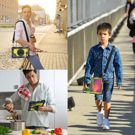 Протиударний чохол Acrylic 360 Degree Rotation Holder Leather для Redmi Pad SE 8.7 2024 - Navy Blue + Yellow Green