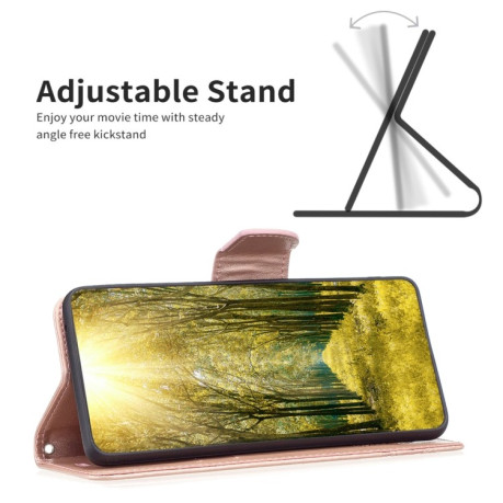 Чехол-книжка Butterflies Pattern для Samsung Galaxy A15 5G - розовое золото