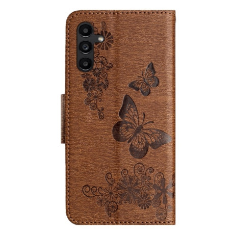 Чехол-книжка Embossed Butterfly для Samsung Galaxy A05s - коричневый