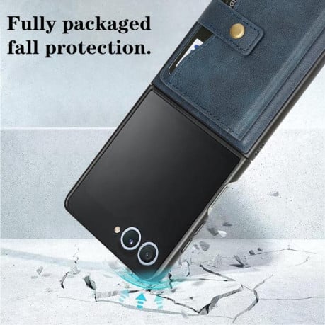 Чохол Kalebol Magnetic Button з кишенькою на карт та MagSafe на Samsung Galaxy Filp 7 - синій