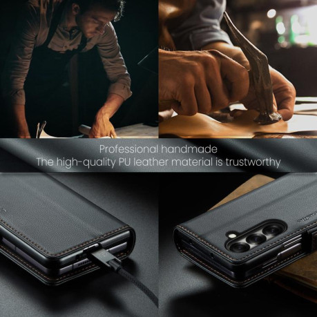 Чехол-книжка CaseMe 023 Butterfly Buckle Litchi Texture RFID Anti-theft Leather для Samsung Galaxy Fold 7 - черный