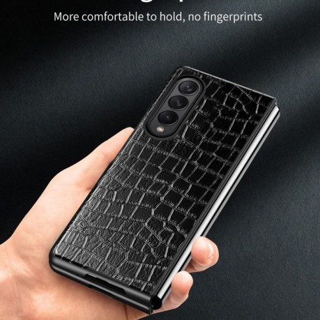 Противоударный чехол Crocodile Texture для Samsung Galaxy Z Fold 3 - красный