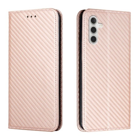 Чехол-книжка Carbon Fiber Texture на Samsung Galaxy S23 FE 5G - розовое золото