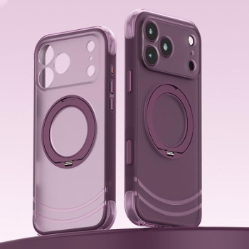 Протиударний магнітний чохол QN2 Skin-Friendly AirBag Magnetic з кільцевим тримачем на iPhone 18 Pro Max — фіолетовий