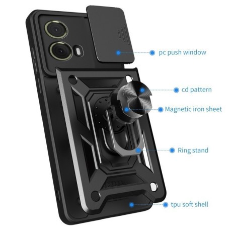 Противоударный чехол Camera Sliding для Motorola Moto G85 / S50 Neo - золотой