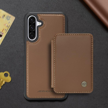 Чохол JEEHOOD J05 Business Magnetic Style RFID Leather для Samsung Galaxy A56 5G - коричневий