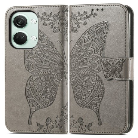 Чехол-книжка Butterfly Love Flower Embossed для OnePlus Nord 3 - серый