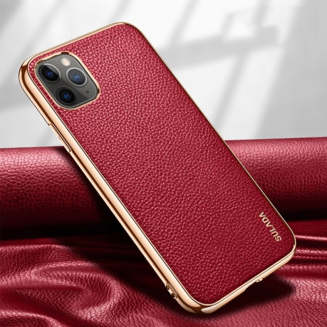 Чохол протиударний SULADA Litchi Texture для iPhone 11 Pro Max - червоний