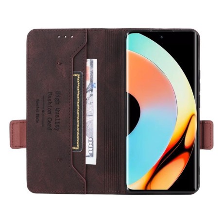 Чехол-книжка Magnetic Clasp Flip для Realme 10 Pro+ - коричневый