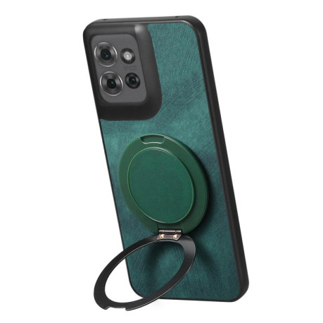 Чехол Retro Leather Rotation Round Holder с поворотным держателем для Motorola Moto G15 / G15 Power/G17/G17 Power — зелёный