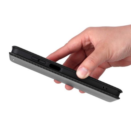 Чехол-книжка Carbon Fiber Texture на Samsung Galaxy M06 5G - черный