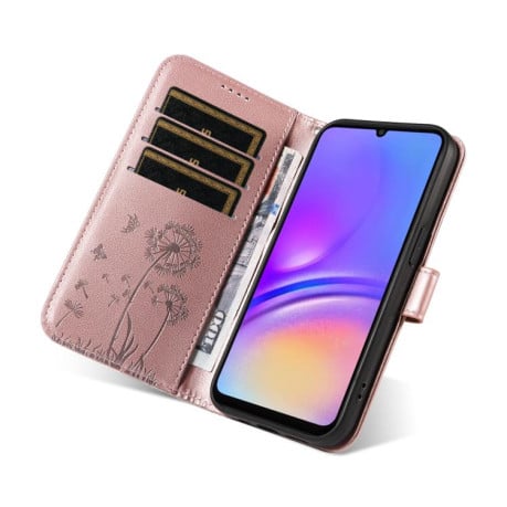 Чехол-книжка Dandelion Embossed Pattern Flip Leather на Samsung Galaxy A07 5G - золото
