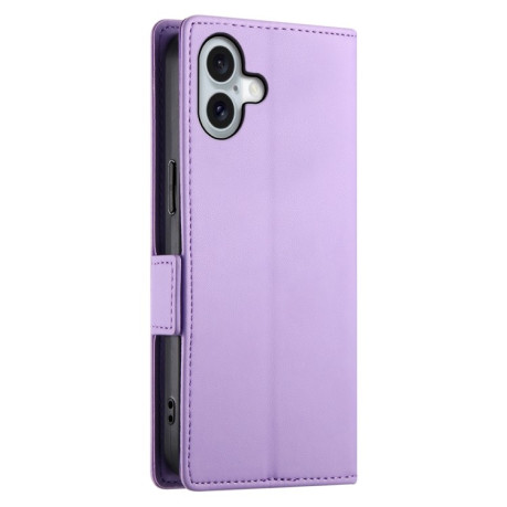 Чехол-книжка Side Buckle Magnetic Frosted Leather для iPhone 16 Plus - фиолетовый