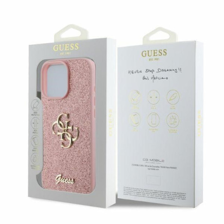 Оригинальный чехол Guess Fixed Glitter Big для iPhone 16 Pro Max - Pink