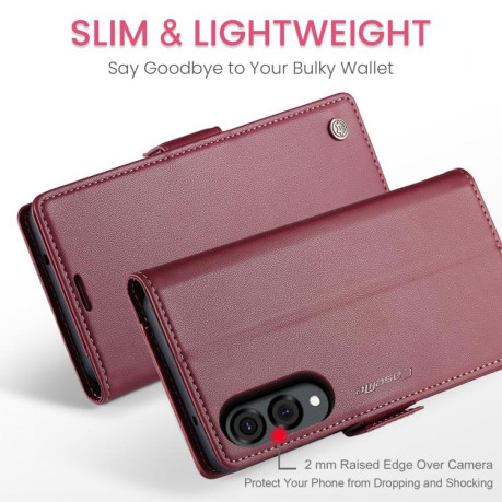 Чехол-книжка CaseMe 023 Butterfly Buckle Litchi Texture RFID Anti-theft Leather для Samsung Galaxy S25 Edge 5G - красный