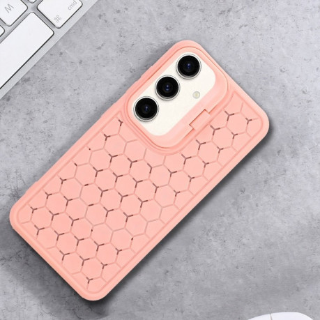 Противоударный чехол Honeycomb Radiating Holder TPU для Samsung Galaxy A35 5G - розовый