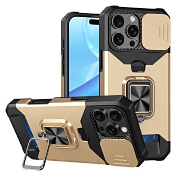 Противоударный чехол Armor Camera Shield для  iPhone 16 Pro Max - золотой