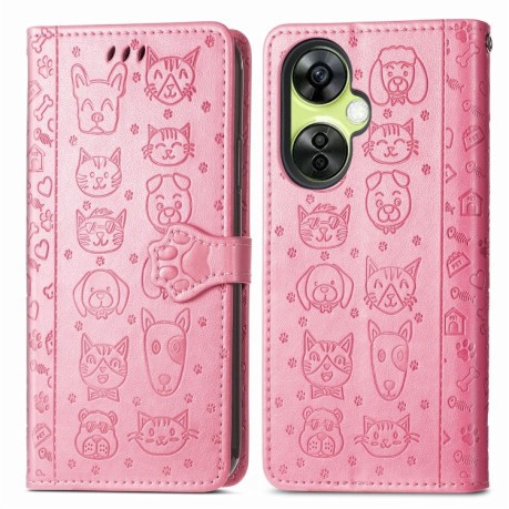 Чехол-книжка Cat and Dog для OnePlus Nord N30/CE 3 Lite - розовый