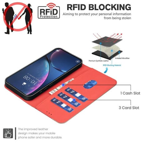 Чохол-книжка Splicing Color Hollow Flower Pattern RFID на Xiaomi Redmi Note 15 Pro 4G Global 163.2mm — червоний