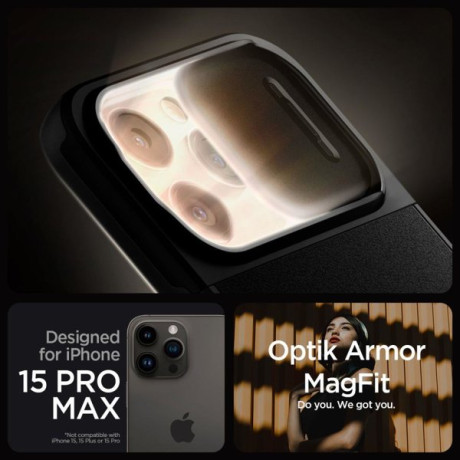 Оригінальний чохол Spigen Optik Armor Mag MagSafe для iPhone 15 Pro Max - Black