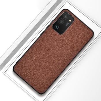 Противоударный чехол Cloth Texture на Samsung Galaxy S20 FE - коричневый