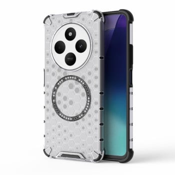 Противоударный чехол Honeycomb Magnetic Ring Shockproof на Xiaomi Redmi 14C 4G/Poco C75/Redmi A4 5G - белый