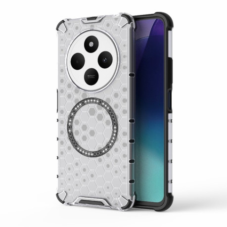 Протиударний чохол Honeycomb Magnetic Ring Shockproof на Xiaomi Redmi 14C 4G/Poco C75/Redmi A4 5G - білий