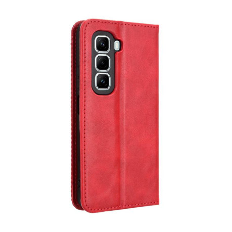 Чехол-книжка Magnetic Buckle Retro Crazy Horse Texture на Infinix Hot 50 Pro+ 4G - красный