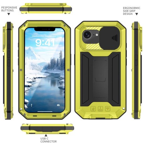 Противоударный чехол R-JUST Sliding для iPhone 16e - желтый