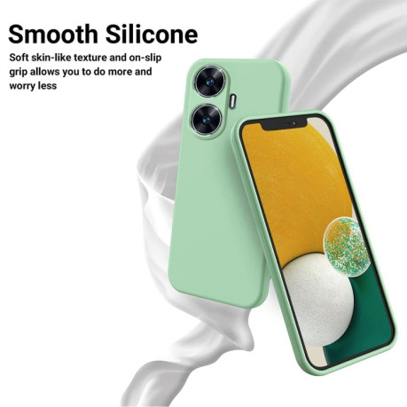 Силиконовый чехол Solid Color Liquid Silicone для Realme C55 - зеленый