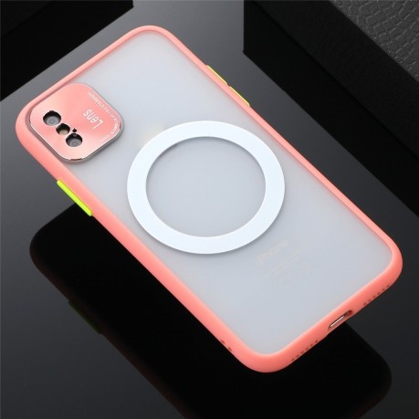 Противоударный чехол Skin Feel Magsafe Series на iPhone X / XS - розовый