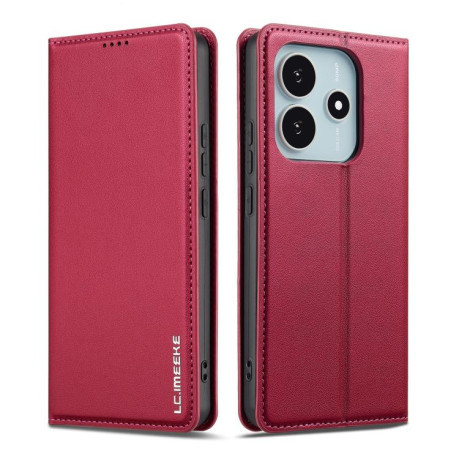 Чехол-книжка LCIMEEKE LC-001 Series для Xiaomi Redmi Note 14 4G 164.84mm - червоний