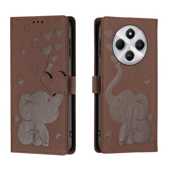 Чохол-книжка Cartoon Elephant Embossed Leather для Xiaomi Redmi A4 5G - коричневий