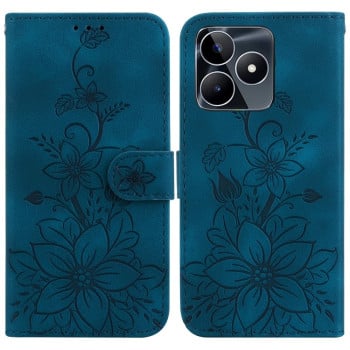 Чохол-книжка з тисненням Lily та магнітною застібкою на Realme C53/C51 / Narzo N53 5G - синій