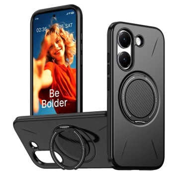 Чехол Metal Rotation Holder MagSafe TPU Hybrid PC с металлическим поворотным держателем и MagSafe на Xiaomi Redmi Turbo 5 5G / Poco X8 Pro 5G — чёрный