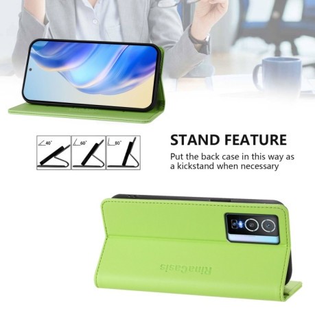Чохол-книжка RC01 Dual-Folded Magnetic Suction RFID Leather на Vivo Y76 5G - зелений